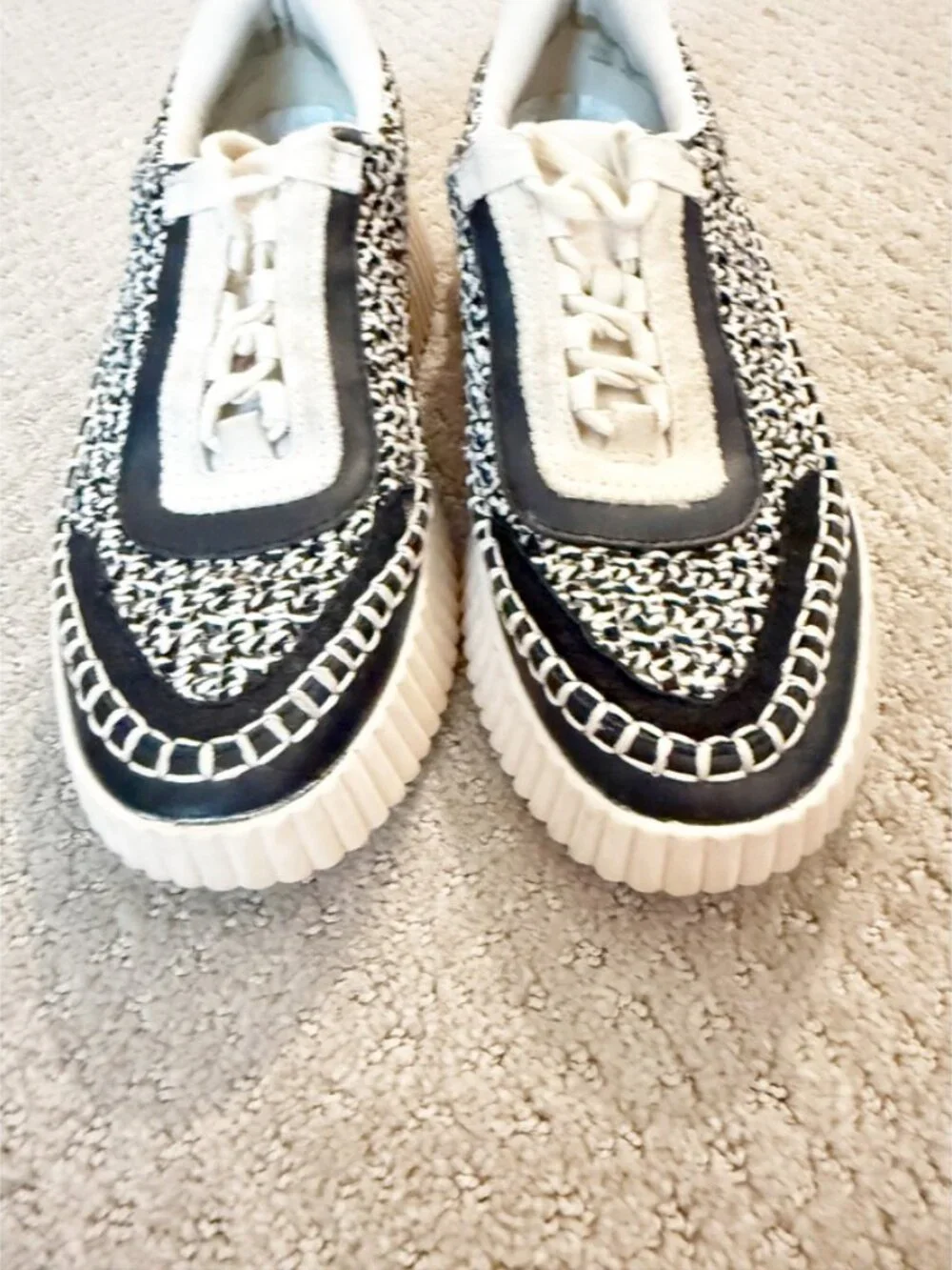 dolce vita dolen crochet sneakers black & cream Sz 8.5 - Picture 4 of 11